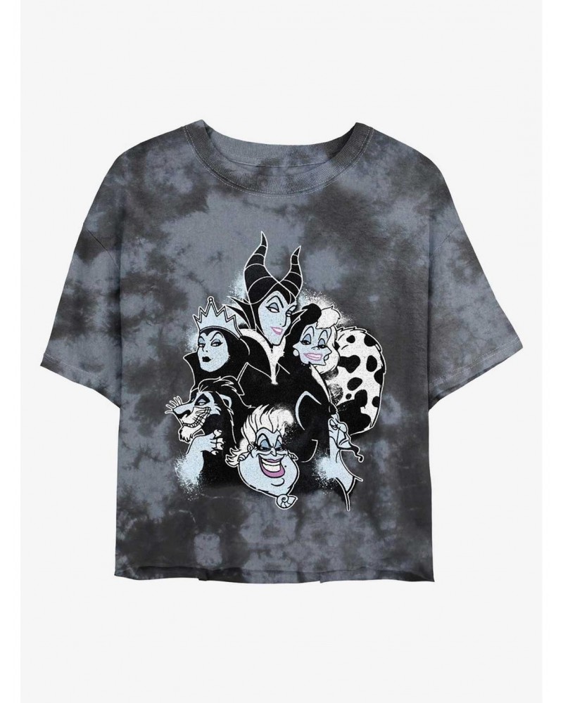 Disney Villains Villain Heads Tie-Dye Girls Crop T-Shirt $12.72 T-Shirts