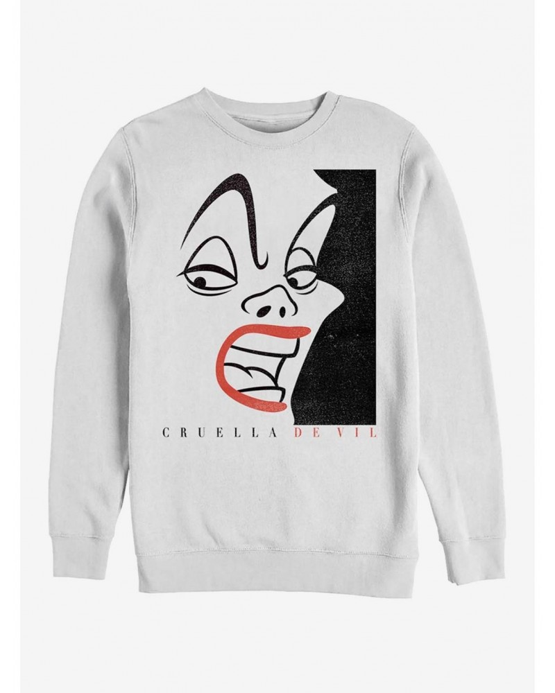 Disney Villains Cruella De Vil Cruella Cover Crew Sweatshirt $18.08 Sweatshirts