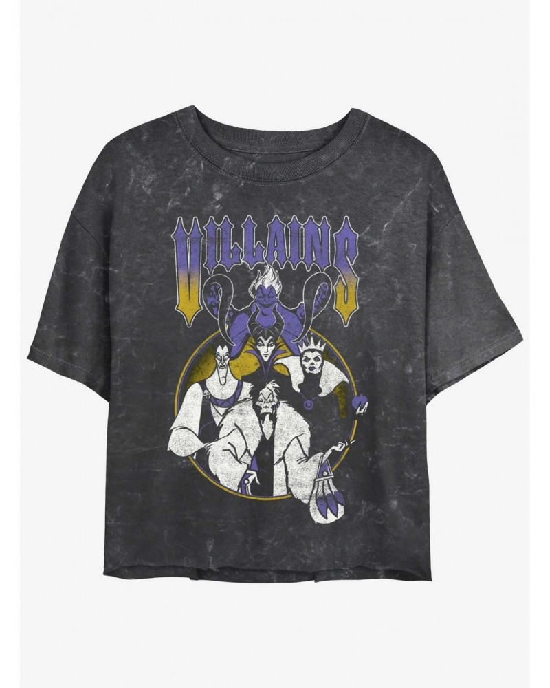 Disney Villains Metal Villains Mineral Wash Girls Crop T-Shirt $11.56 T-Shirts