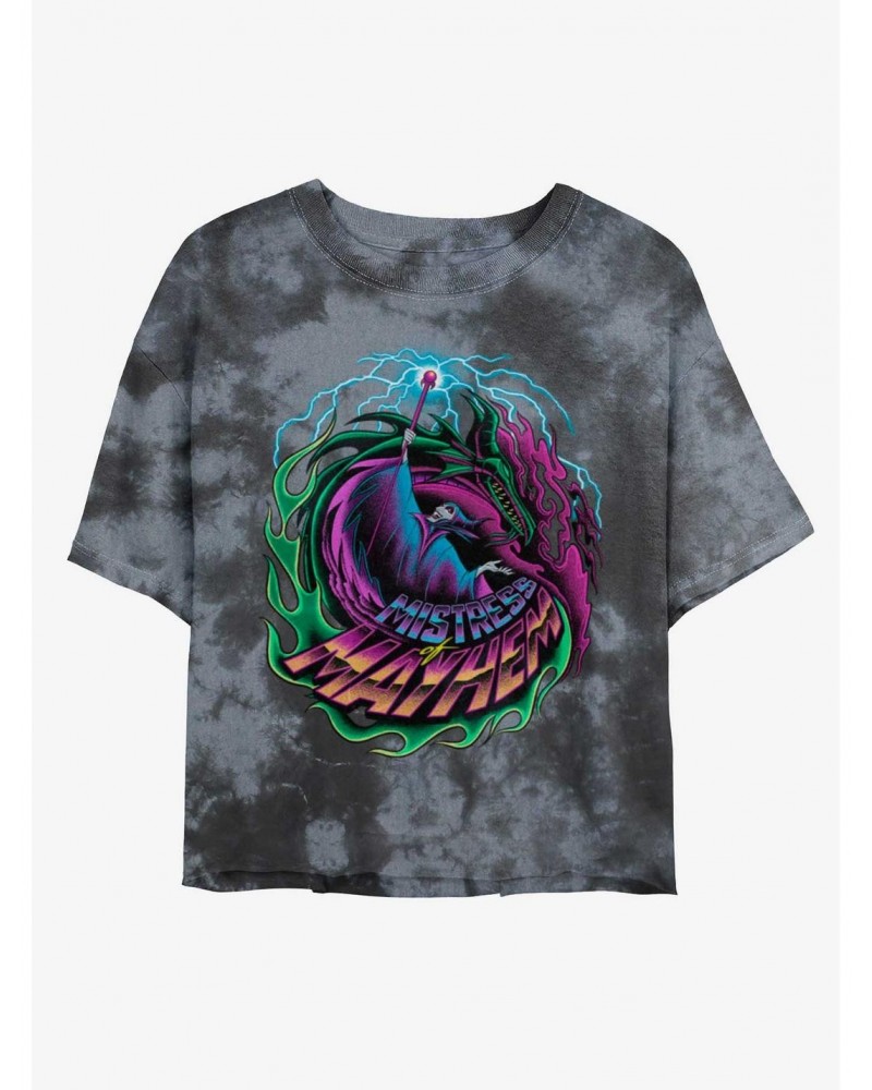 Disney Maleficent Mistress of Mayhem Tie-Dye Girls Crop T-Shirt $10.98 T-Shirts