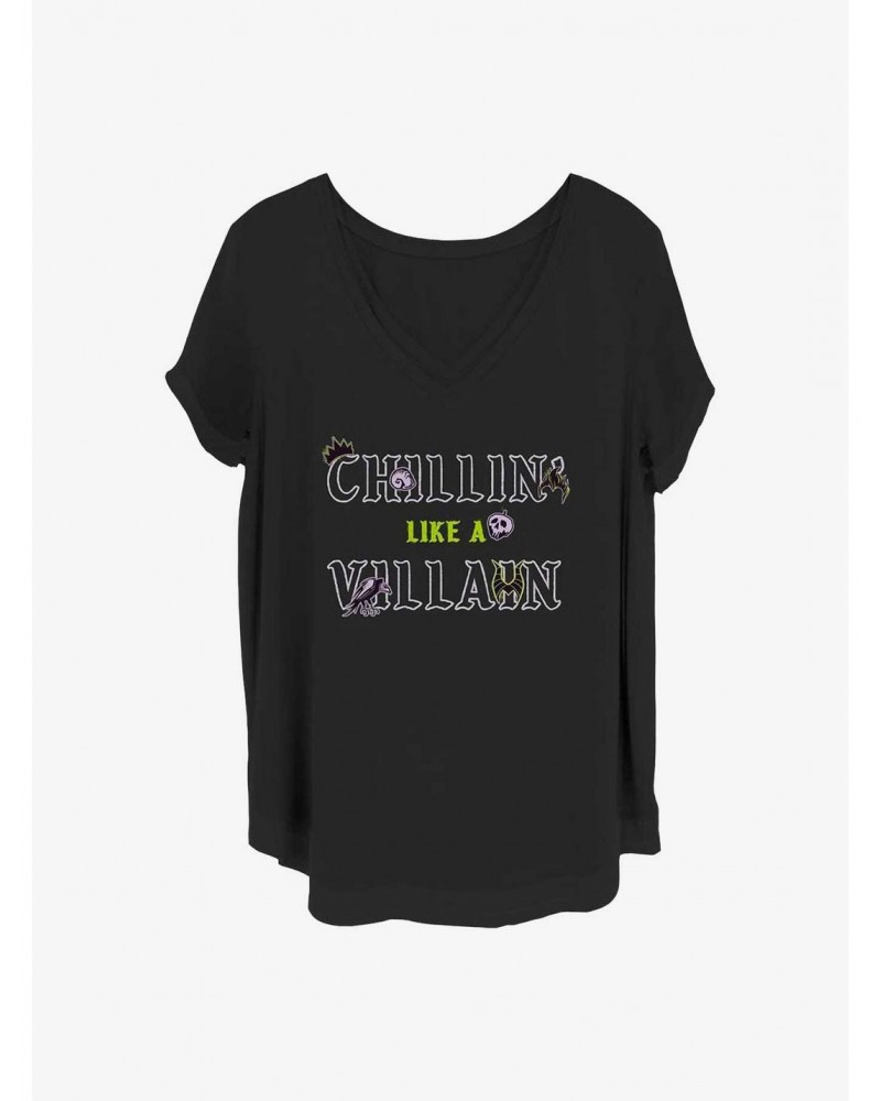 Disney Villains Chillin' Like A Villain Girls T-Shirt Plus Size $14.45 T-Shirts