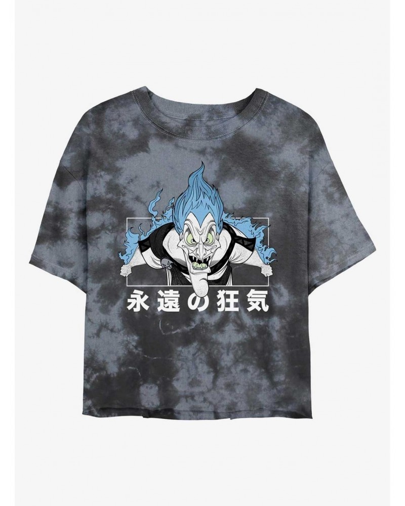 Disney Villains Hades Fire Face Japanese Lettering Tie-Dye Girls Crop T-Shirt $10.40 T-Shirts