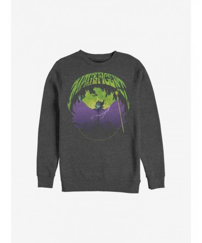 Disney Maleficent Maleficent Castle Flame Outline Crew Sweatshirt $16.24 Sweatshirts