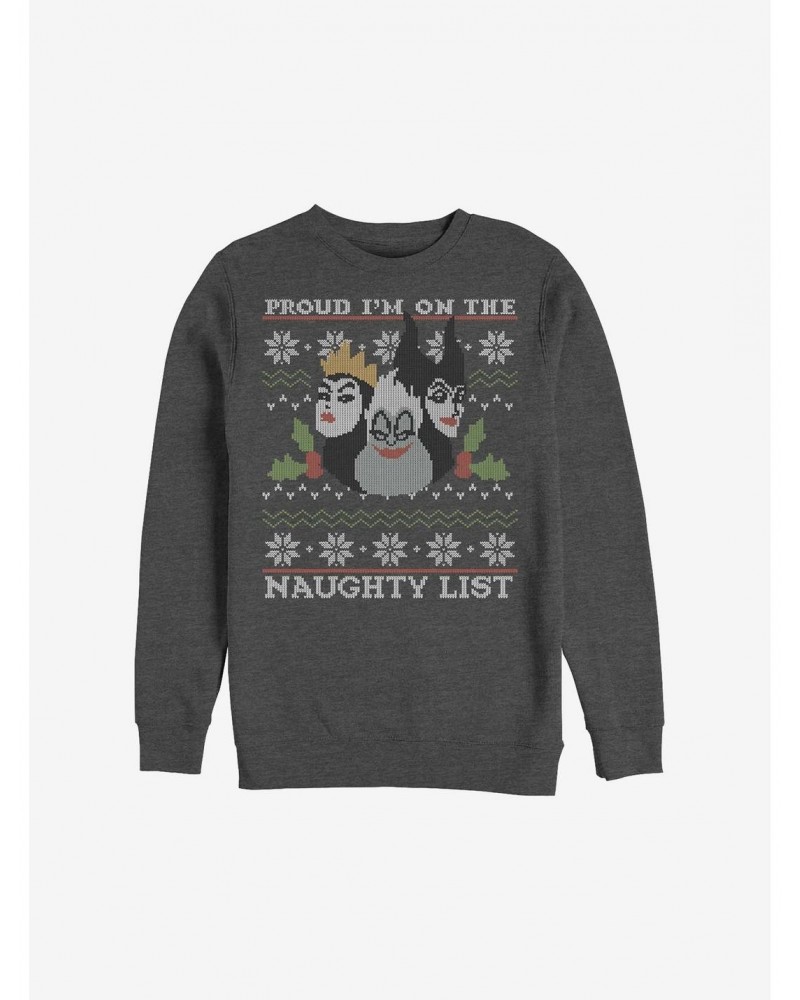 Disney Villains Naughty List Ugly Christmas Sweater Sweatshirt $17.71 Sweatshirts