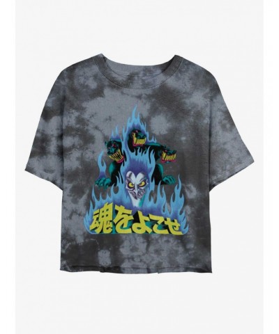 Disney Villains Hades and Cerberus Japanese Lettering Tie-Dye Girls Crop T-Shirt $10.69 T-Shirts