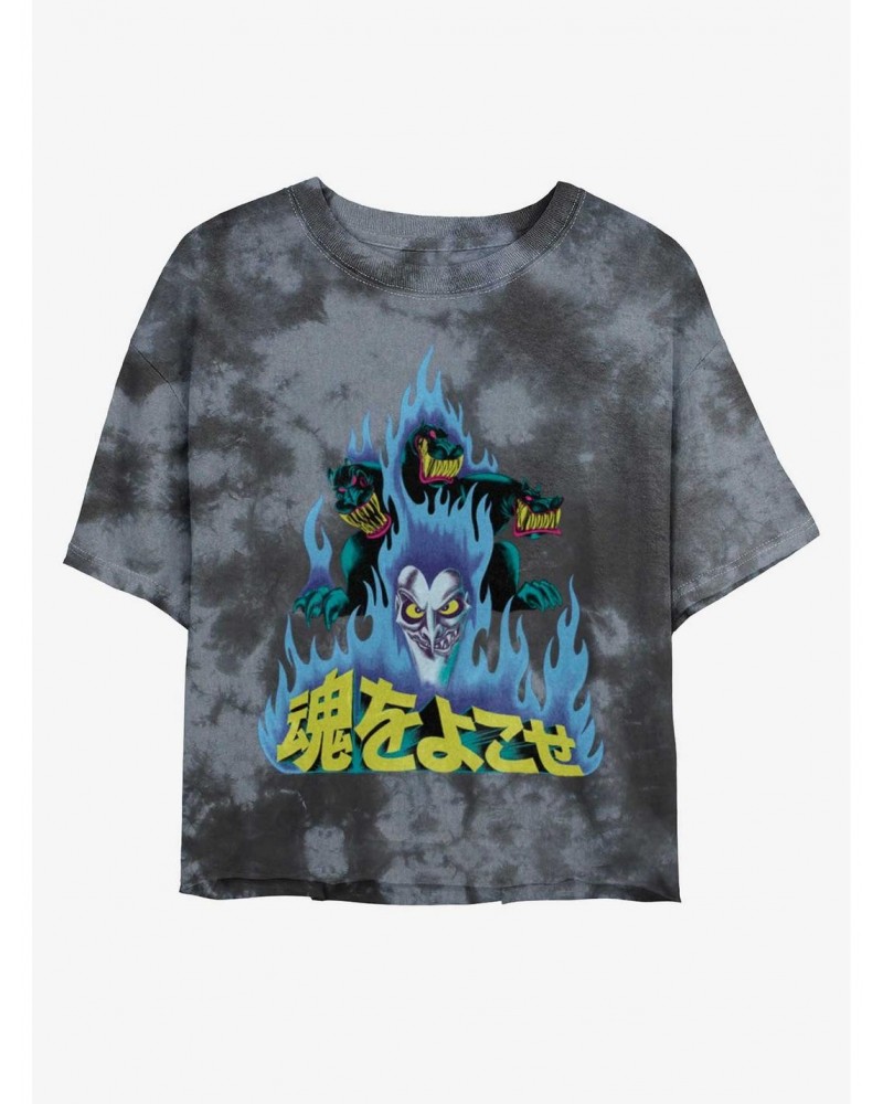 Disney Villains Hades and Cerberus Japanese Lettering Tie-Dye Girls Crop T-Shirt $10.69 T-Shirts