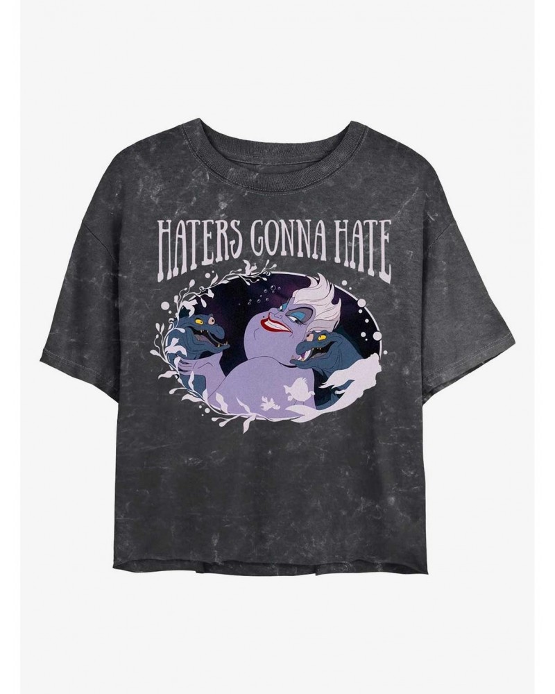 Disney Princesses Ursula Haters Mineral Wash Crop Girls T-Shirt $11.27 T-Shirts
