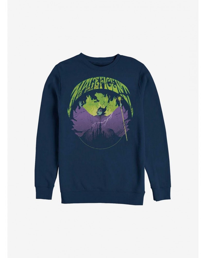 Disney Maleficent Maleficent Castle Flame Outline Crew Sweatshirt $11.81 Sweatshirts